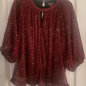 Vince Camuto Burgundy Sequin Blouse